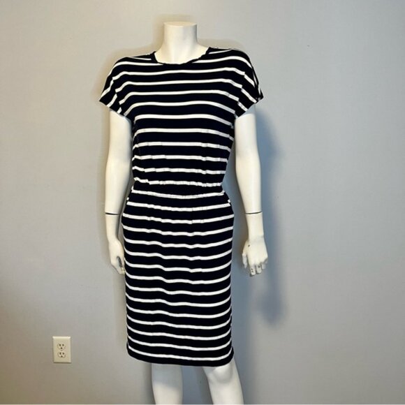 Banana Republic Navy and White Striped Midi Dress - Picture 7 of 7